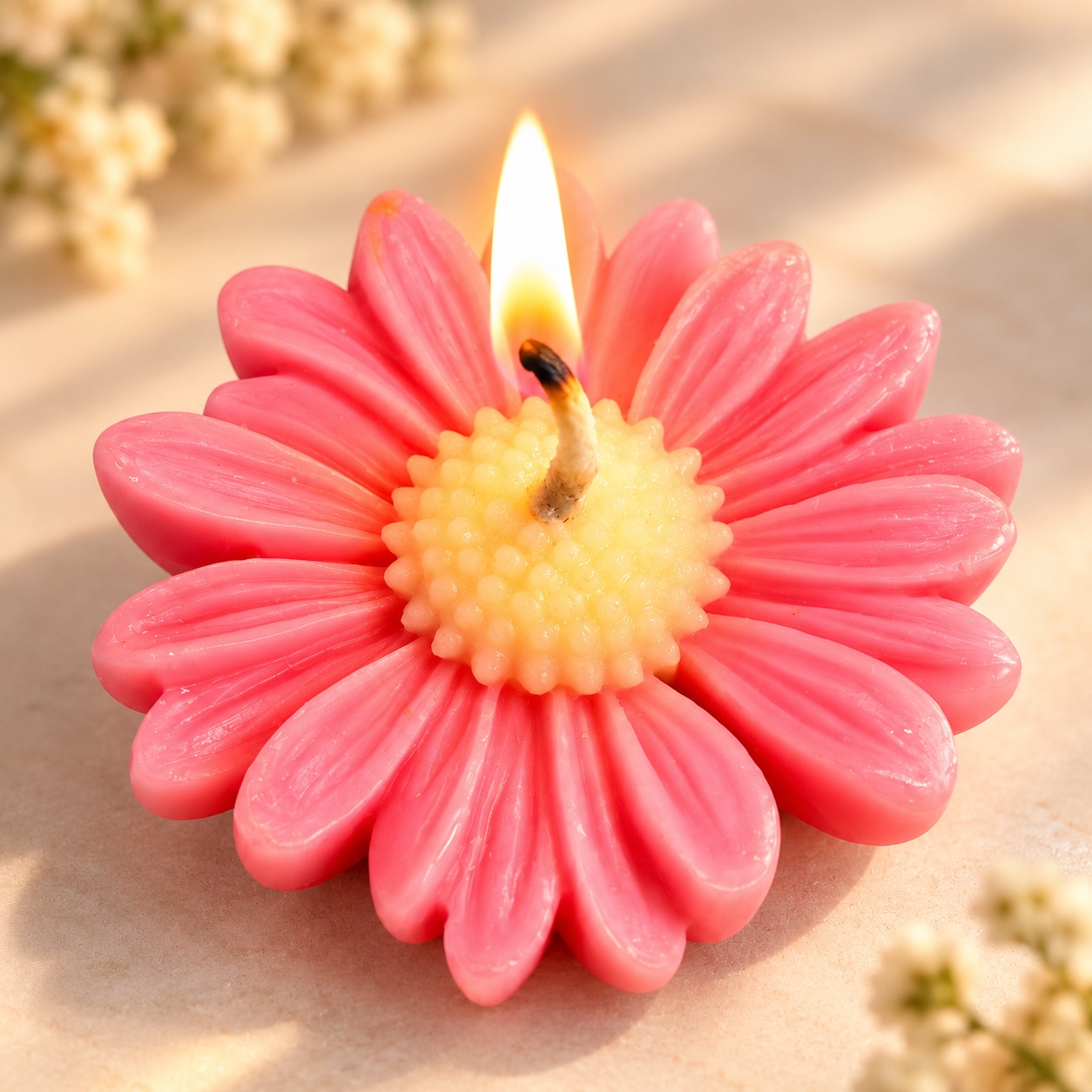 Pink Flower-Shaped Decorative Candles